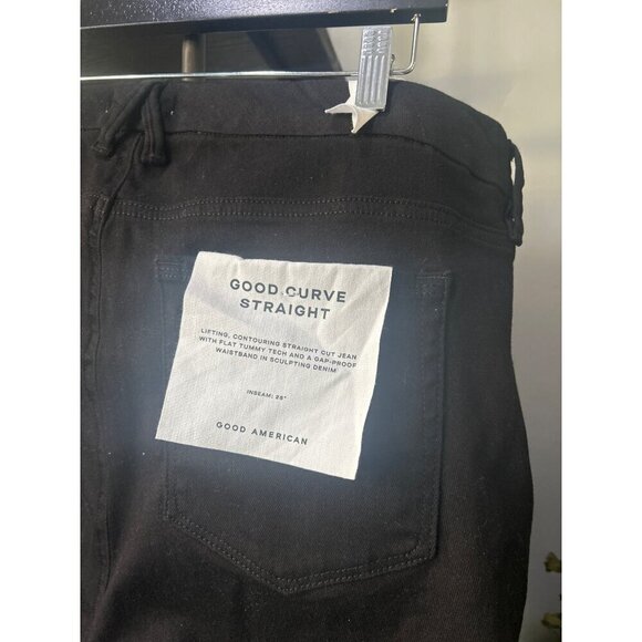 Good American Good Curve Straight Jeans Black001 Womens Size 22 - Picture 11 of 12